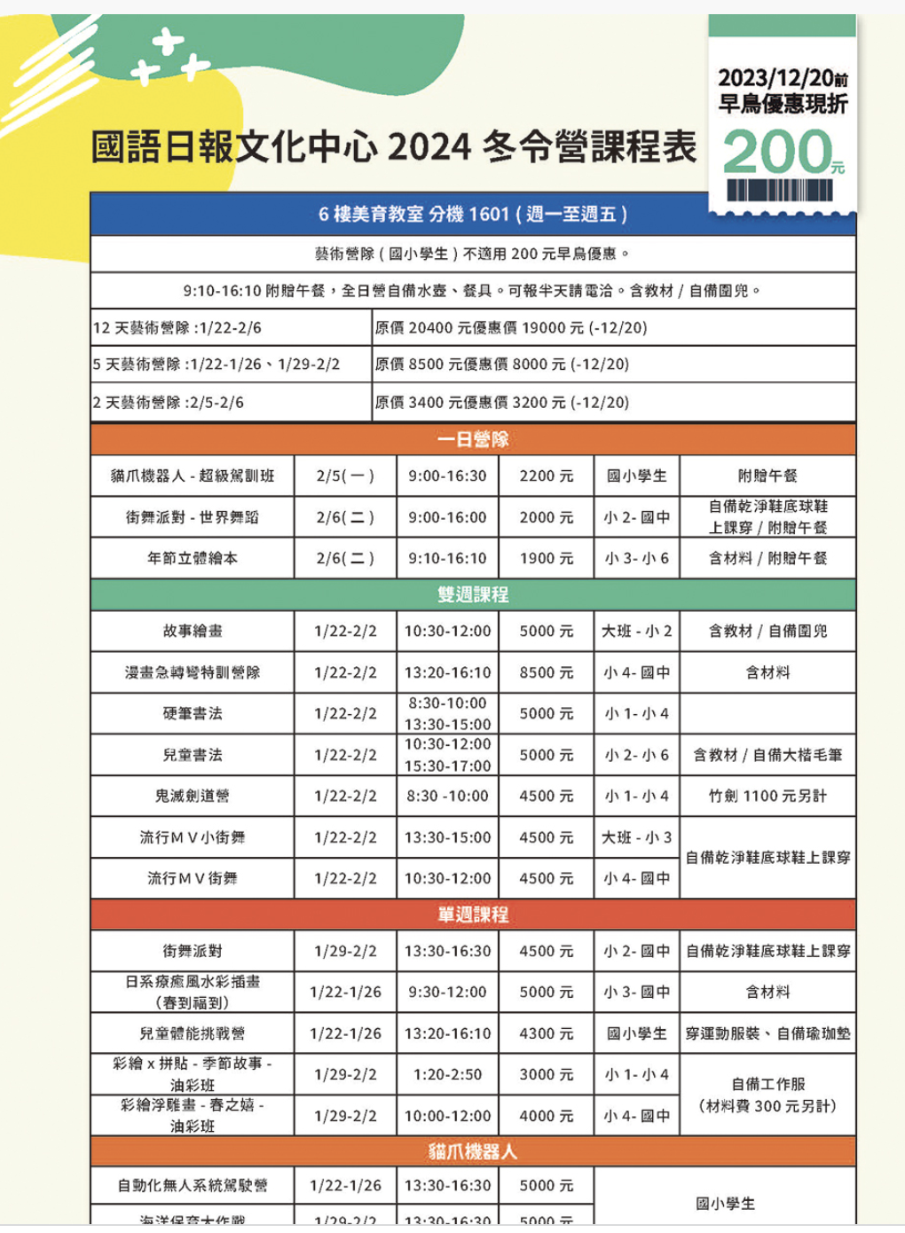 2024國小兒童冬令營攻略｜國語日報大墩陽光Niceday 森林小學運動中心優惠折扣碼早鳥優惠價@ELSA菲常好攝