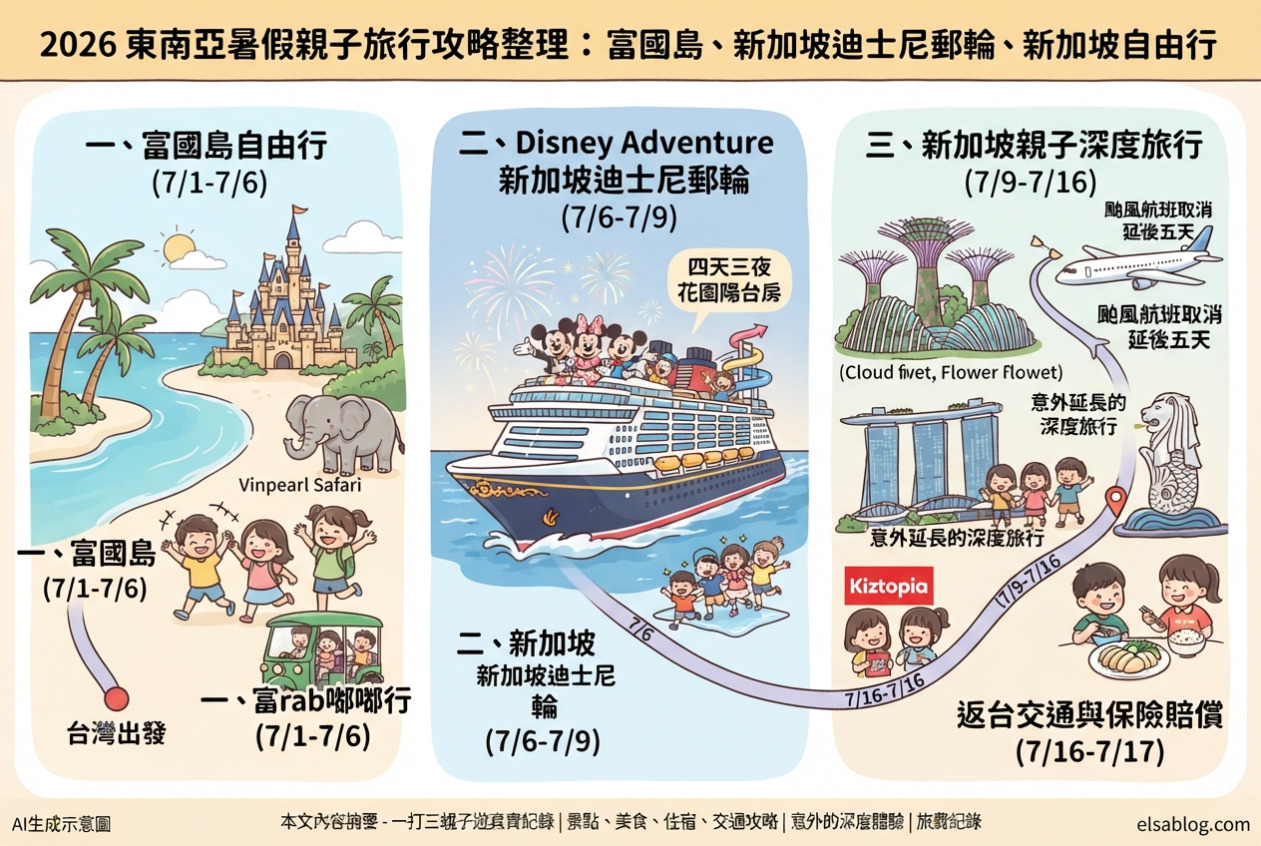 2026東南亞暑假親子旅行攻略整理：富國島、新加坡迪士尼郵輪、新加坡自由行完整行程紀錄 @ELSA菲常好攝